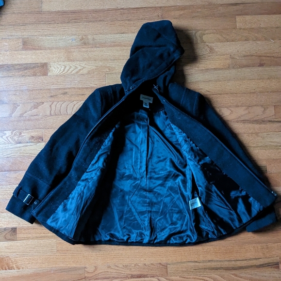 Black Wool Cashmere Blend Hooded Jacket - Picture 2 of 5